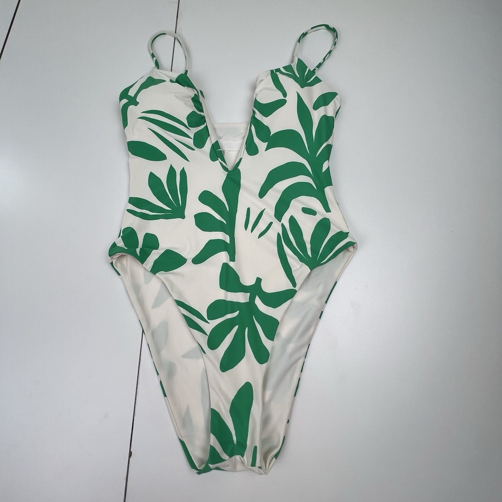 Gianni Bini Women's Green Cardiff Rock V-Wire Plunge One Piece Swimsuit Small